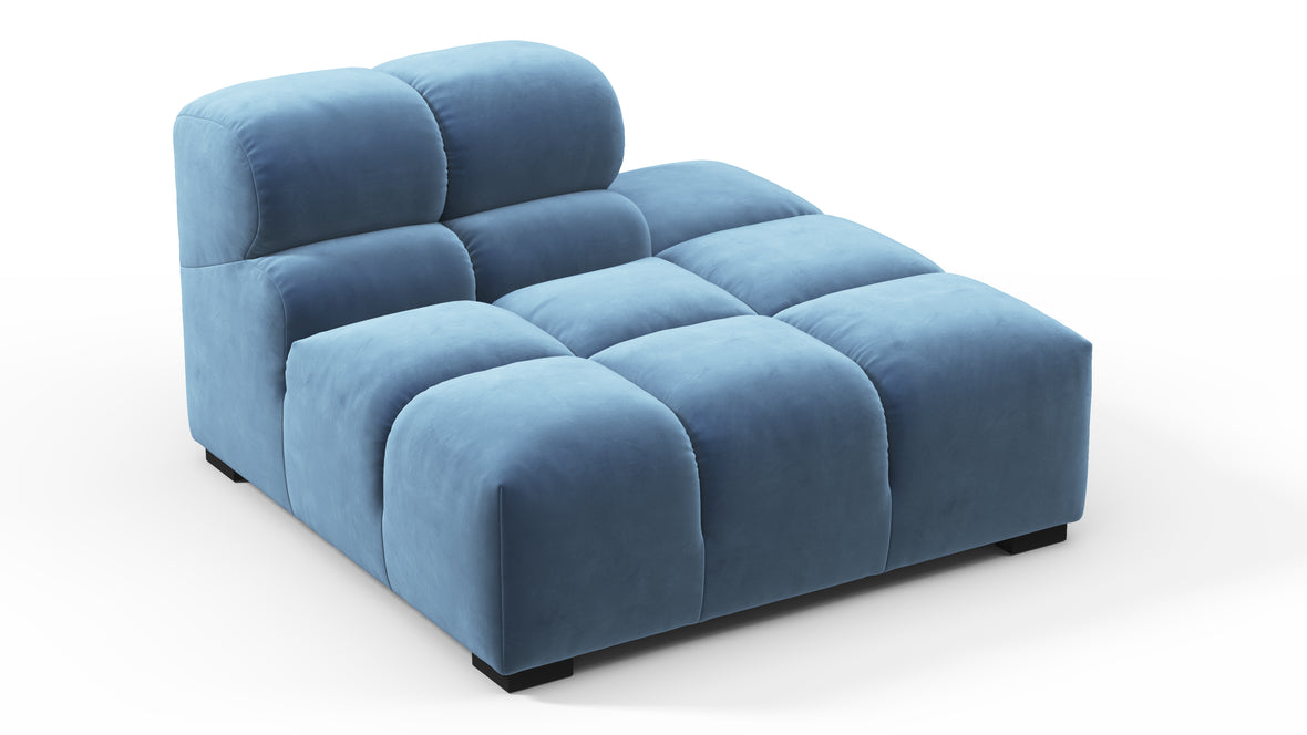 Tufted - Tufted Module, Right End (Armless), Aegean Blue Velvet