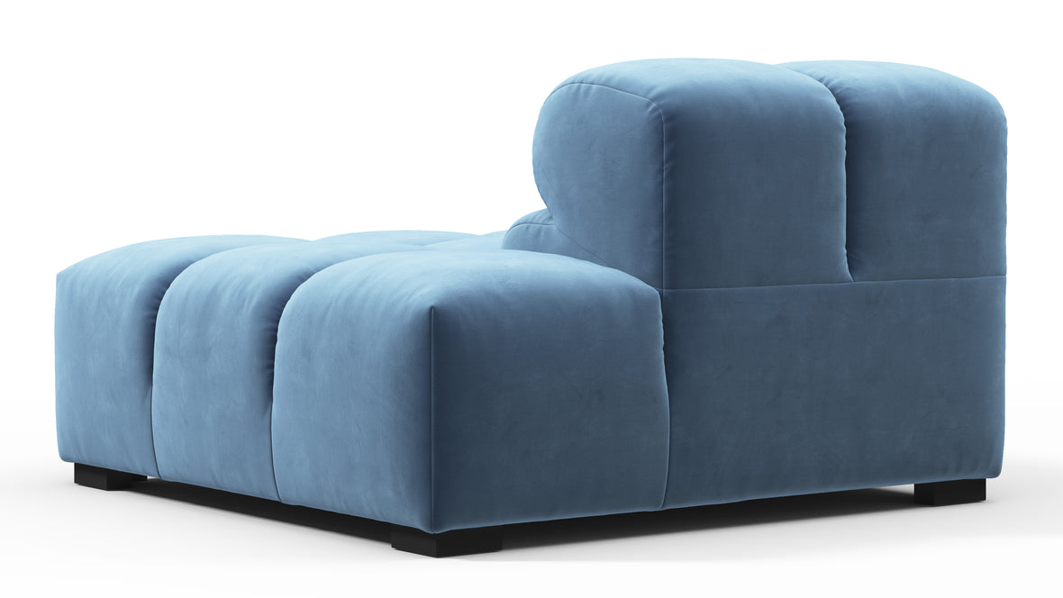 Tufted - Tufted Module, Right End (Armless), Aegean Blue Velvet