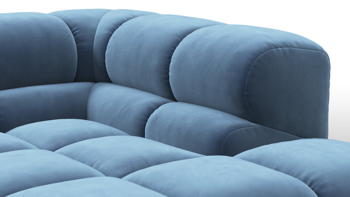 Tufted - Tufted Module, Deep Right Corner Half, Aegean Blue Velvet