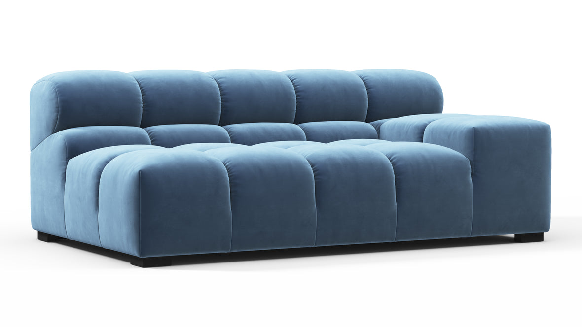 Tufted - Tufted Module, Extra Large Right Arm, Aegean Blue Velvet