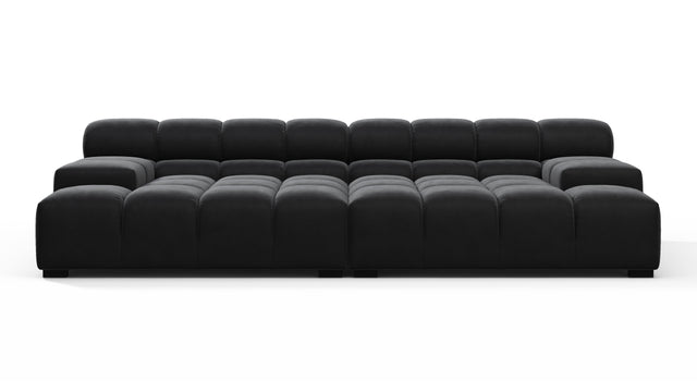 Tufted - Tufted Sectional, Extra Deep Sofa, Black Velvet