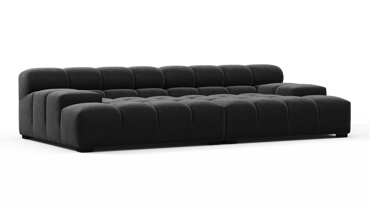 Tufted - Tufted Sectional, Extra Deep Sofa, Black Velvet