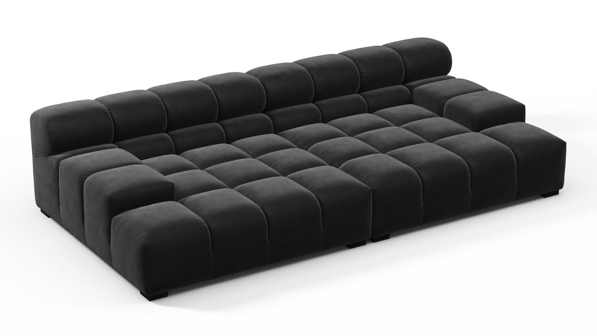 Tufted - Tufted Sectional, Extra Deep Sofa, Black Velvet