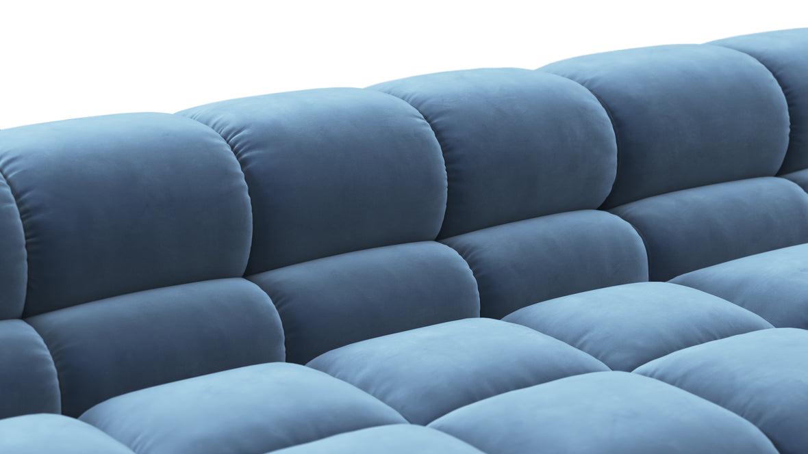 Tufted - Tufted Sectional, Extra Deep Sofa, Aegean Blue Velvet