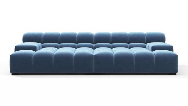 Tufted - Tufted Sectional, Extra Deep Sofa, Aegean Blue Velvet