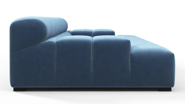 Tufted - Tufted Sectional, Extra Deep Sofa, Aegean Blue Velvet