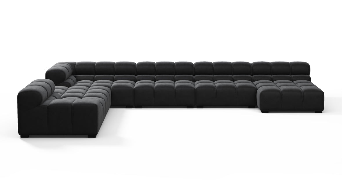 Tufted - Tufted Sectional, Extra Large Left Corner, Black Velvet