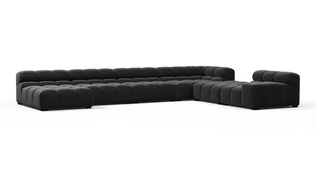 Tufted - Tufted Sectional, Extra Large Right Corner, Black Velvet