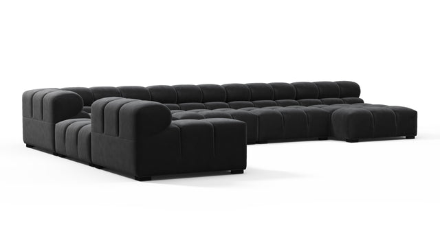 Tufted - Tufted Sectional, Extra Large Left Corner, Black Velvet