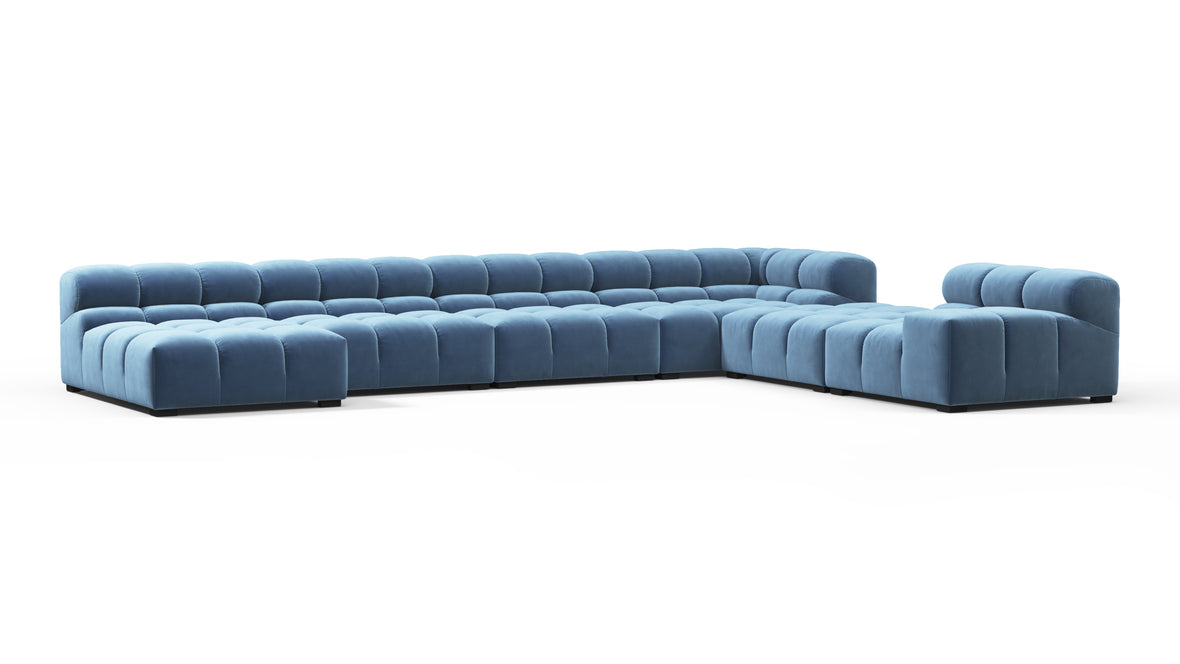 Tufted - Tufted Sectional, Extra Large Right Corner, Aegean Blue Velvet