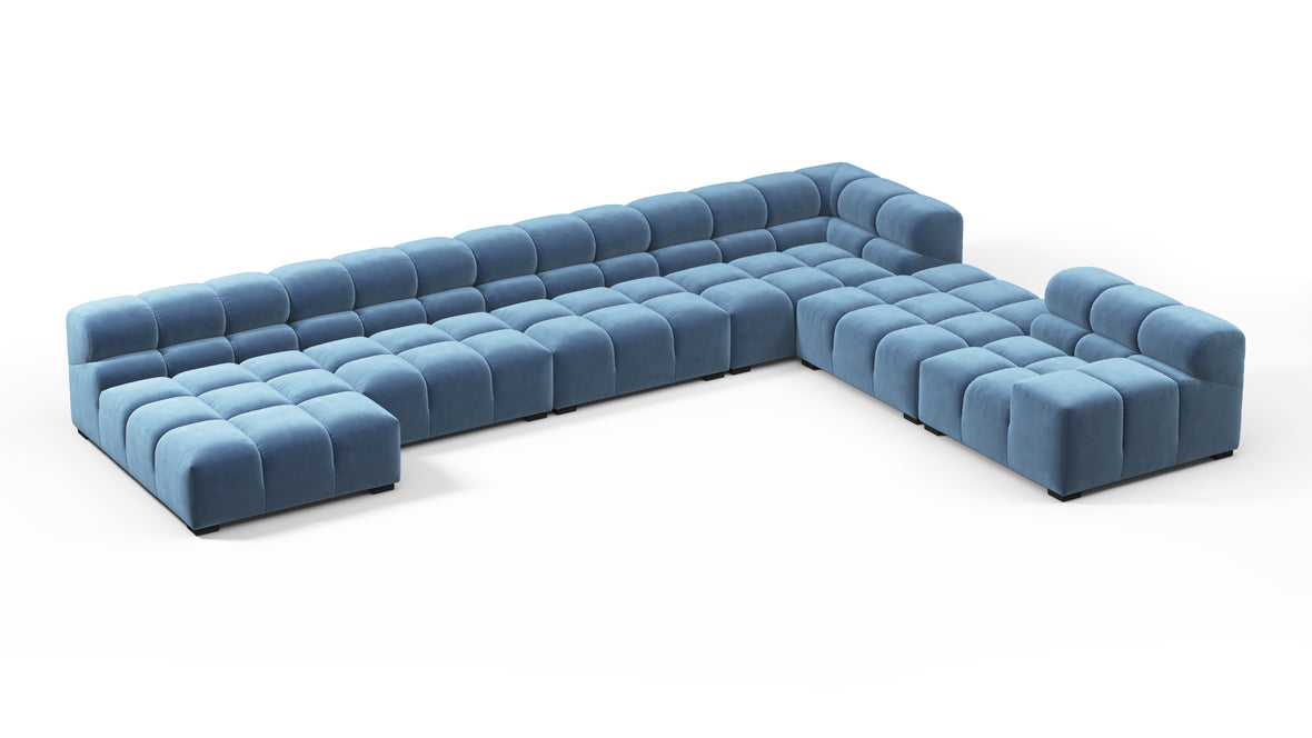 Tufted - Tufted Sectional, Extra Large Right Corner, Aegean Blue Velvet