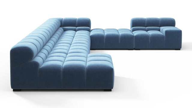 Tufty - Tufty Sectional, Extra Large Right Corner, Aegean Blue Velvet