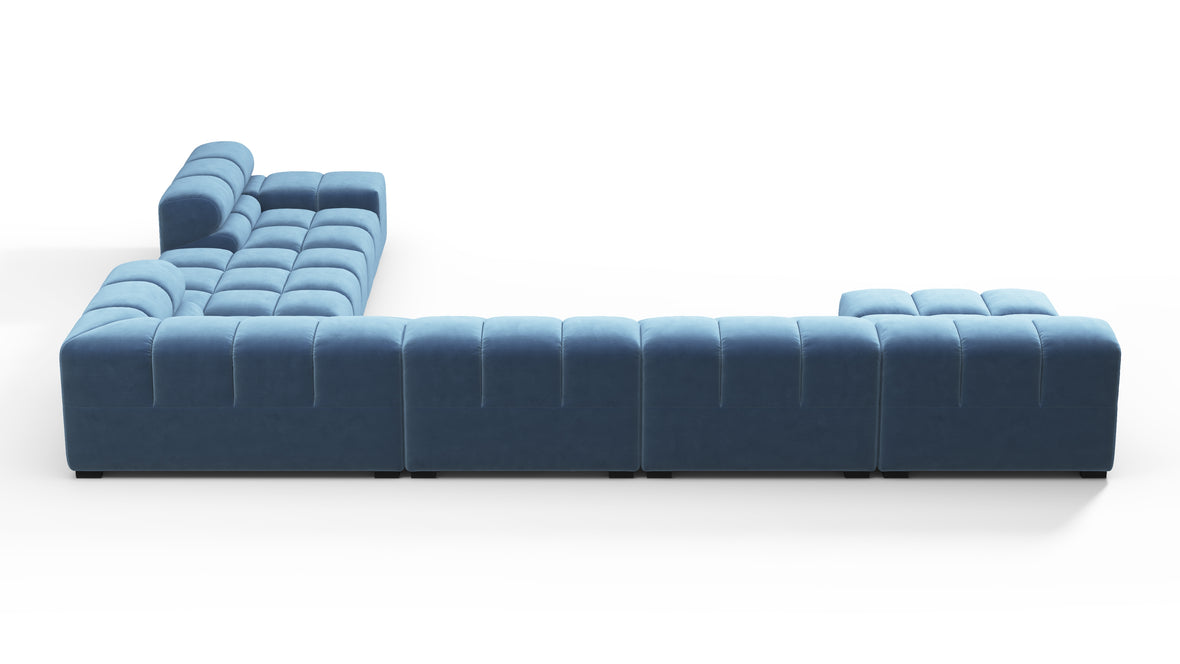 Tufty - Tufty Sectional, Extra Large Right Corner, Aegean Blue Velvet