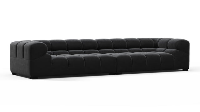 Tufted - Tufted Sectional, Extra Large Sofa, Black Velvet