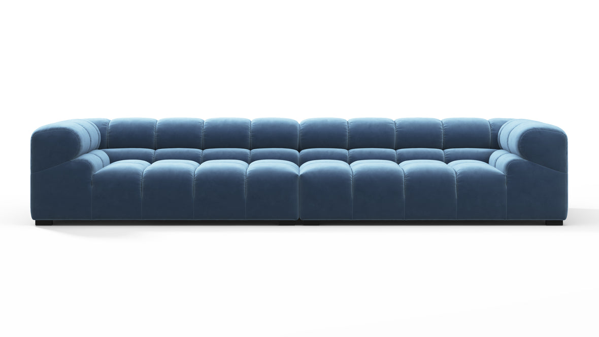 Tufted - Tufted Sectional, Extra Large Sofa, Aegean Blue Velvet