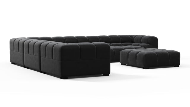 Tufted - Tufted Sectional, Large Left Corner, Black Velvet