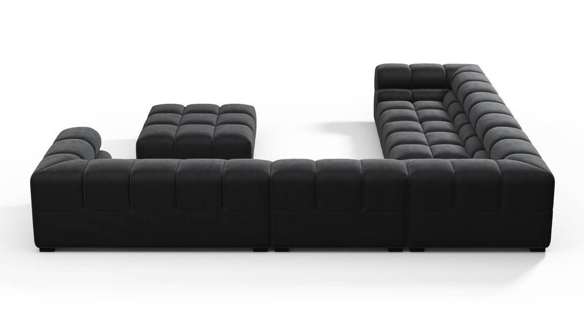 Tufted - Tufted Sectional, Large Left Corner, Black Velvet