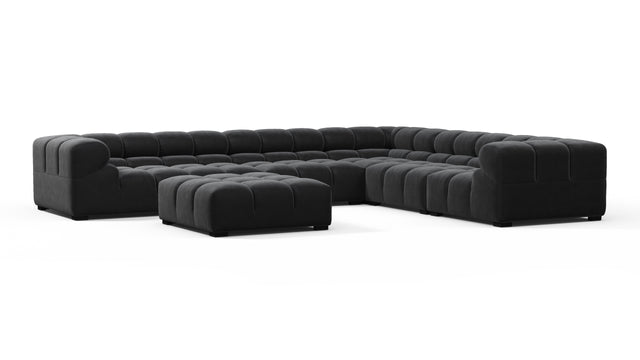 Tufted - Tufted Sectional, Large Right Corner, Black Velvet