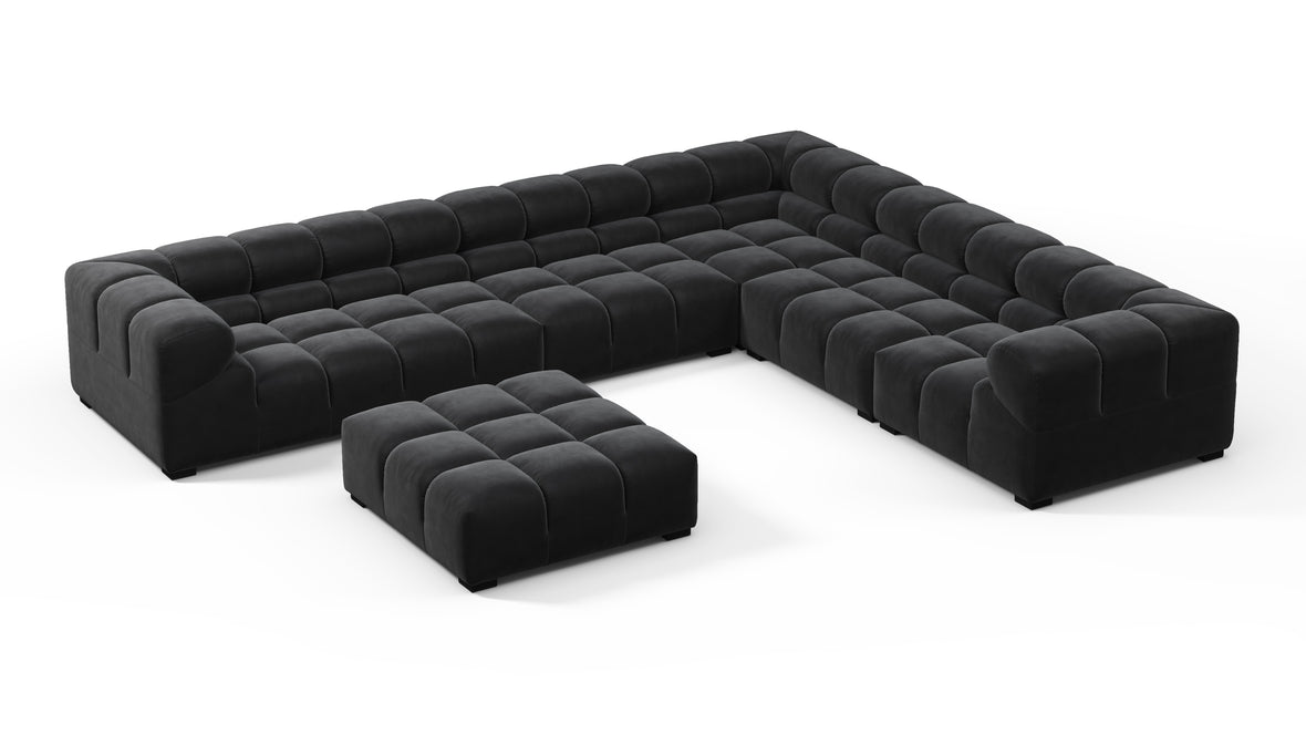 Tufted - Tufted Sectional, Large Right Corner, Black Velvet