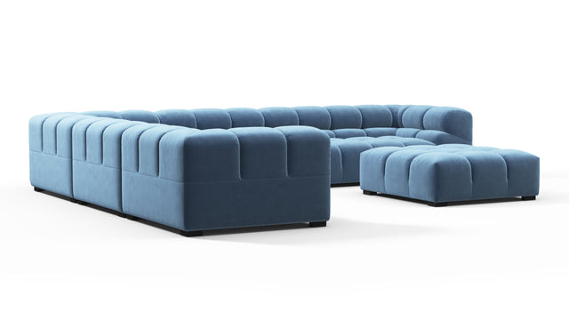 Tufted - Tufted Sectional, Large Left Corner, Aegean Blue Velvet