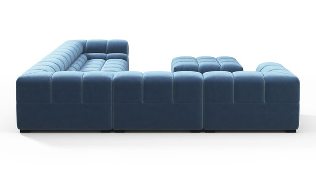 Tufted - Tufted Sectional, Large Left Corner, Aegean Blue Velvet