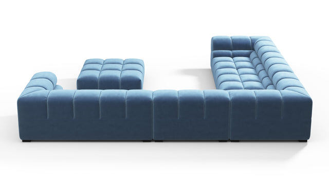 Tufted - Tufted Sectional, Large Left Corner, Aegean Blue Velvet