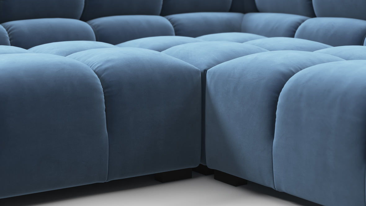 Tufted - Tufted Sectional, Large Right Corner, Aegean Blue Velvet