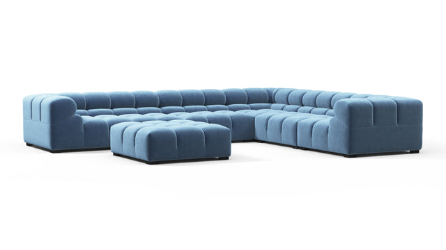 Tufted - Tufted Sectional, Large Right Corner, Aegean Blue Velvet