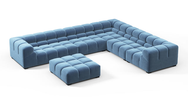 Tufted - Tufted Sectional, Large Right Corner, Aegean Blue Velvet