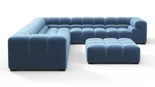 Tufted - Tufted Sectional, Large Right Corner, Aegean Blue Velvet