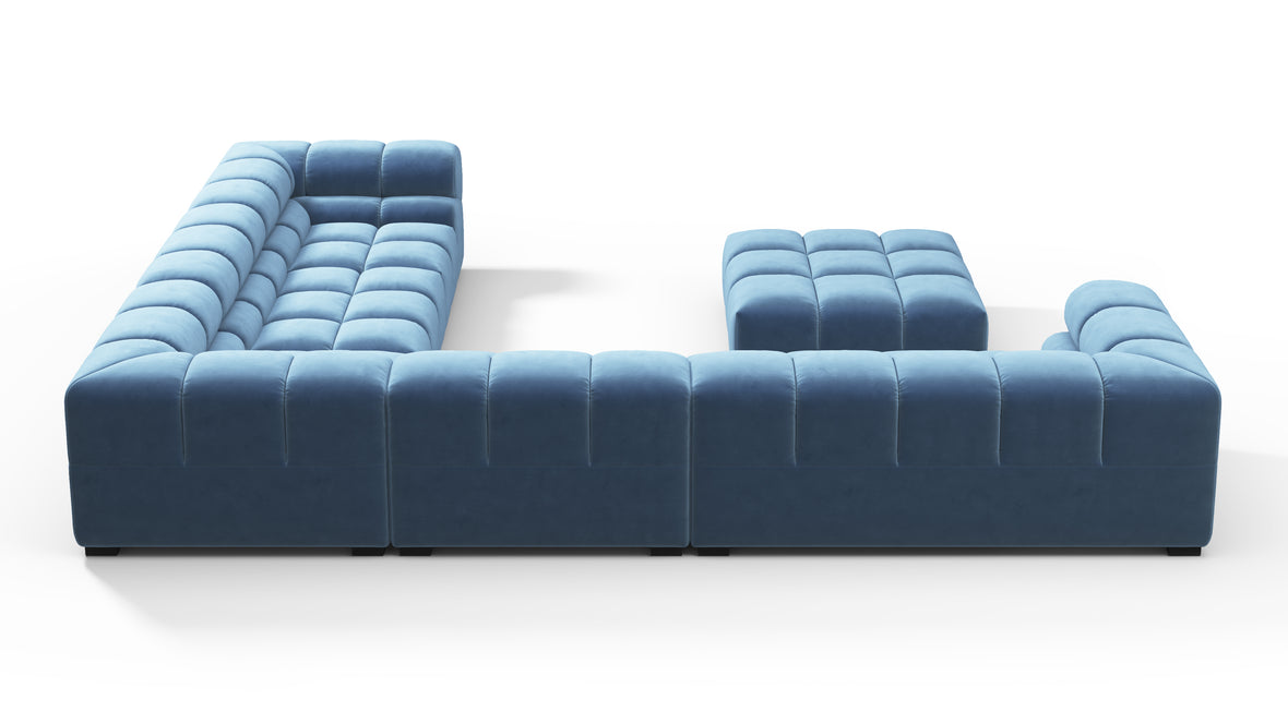 Tufted - Tufted Sectional, Large Right Corner, Aegean Blue Velvet