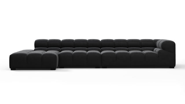 Tufted - Tufted Sectional, Large, Left Chaise, Black Velvet