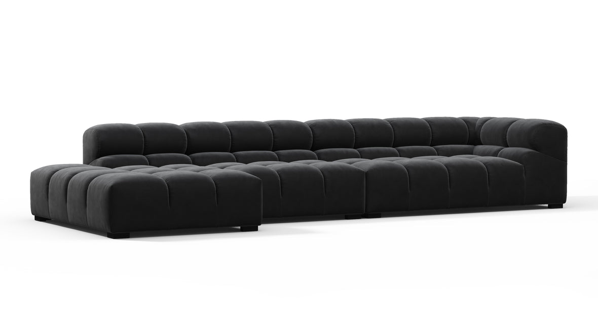 Tufted - Tufted Sectional, Large, Left Chaise, Black Velvet