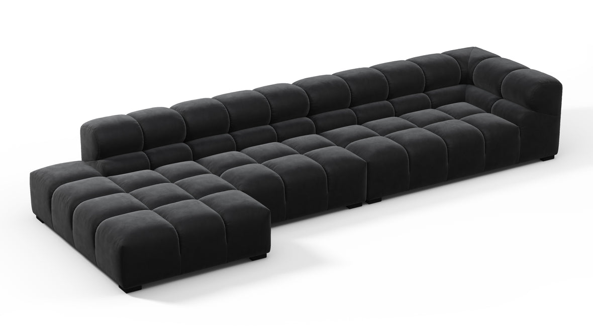 Tufted - Tufted Sectional, Large, Left Chaise, Black Velvet