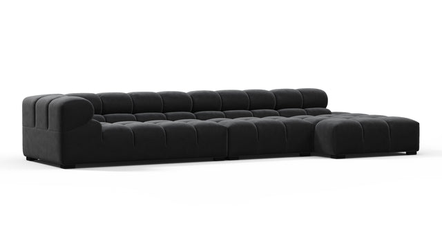 Tufty - Tufty Sectional, Large, Right Chaise, Black Velvet