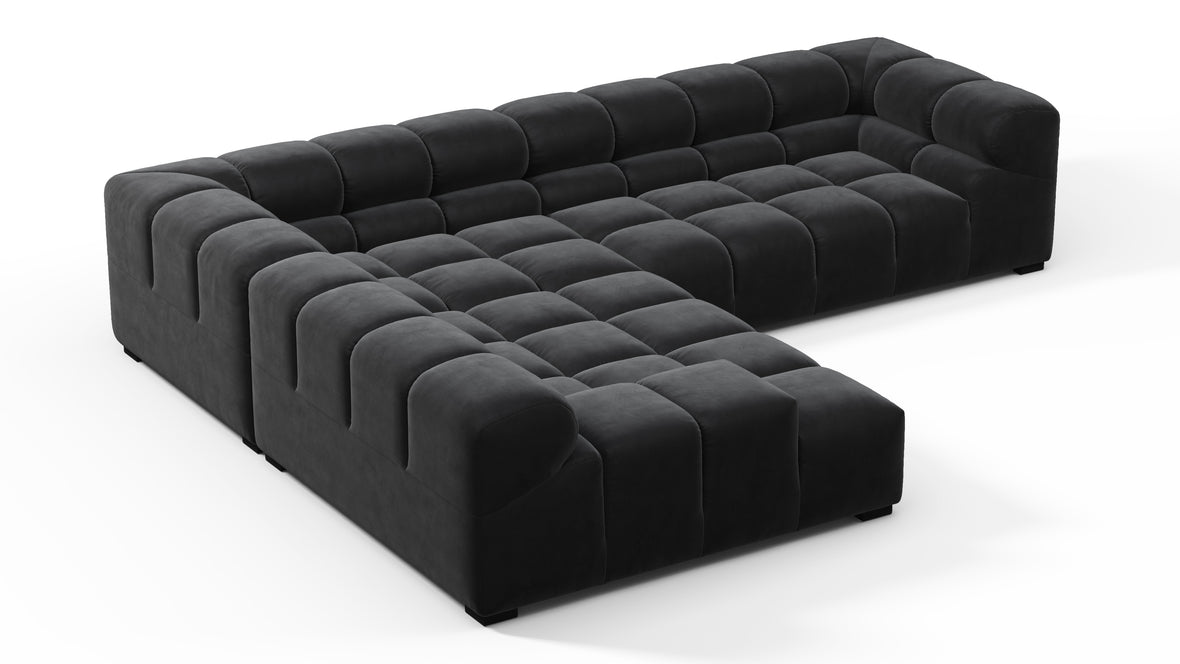 Tufty - Tufty Sectional, Left Corner, Black Velvet