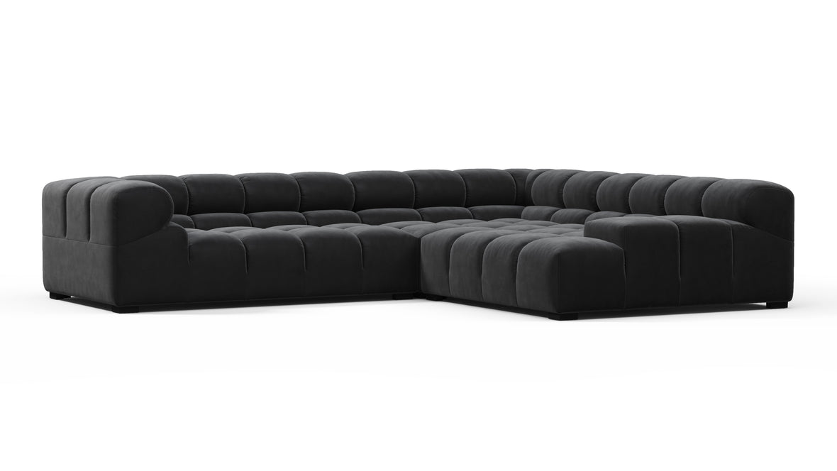 Tufted - Tufted Sectional, Right Corner, Black Velvet