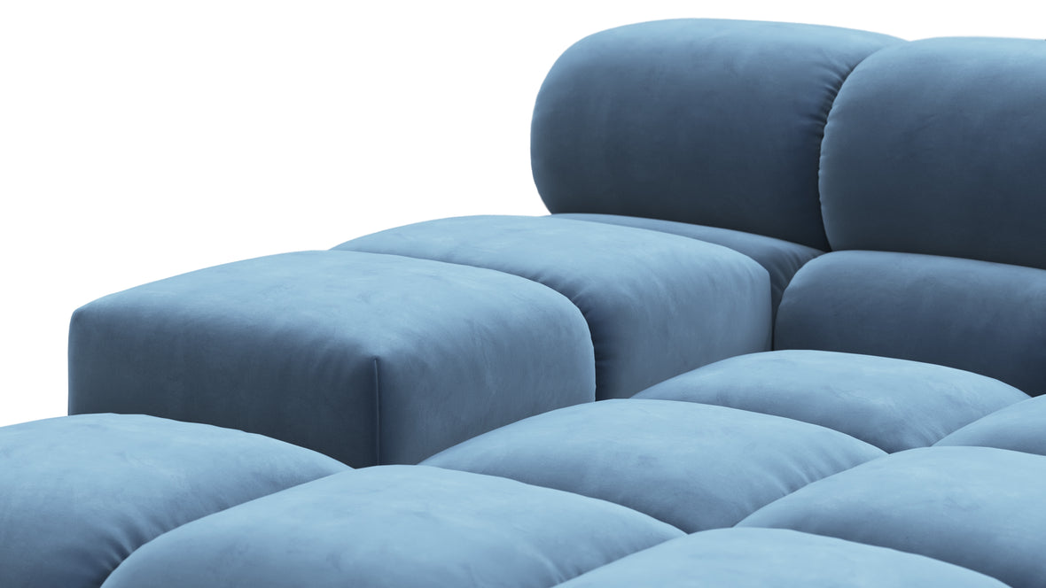 Tufted - Tufted Sectional, Left Corner, Aegean Blue Velvet