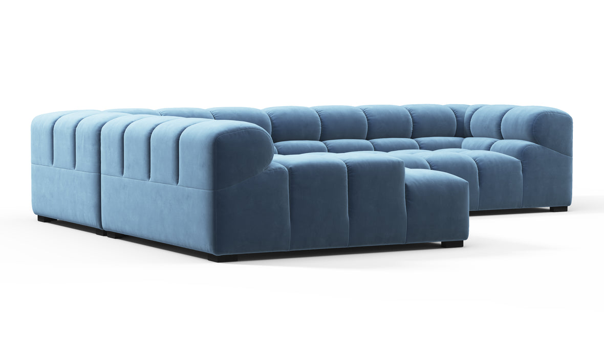 Tufted - Tufted Sectional, Left Corner, Aegean Blue Velvet