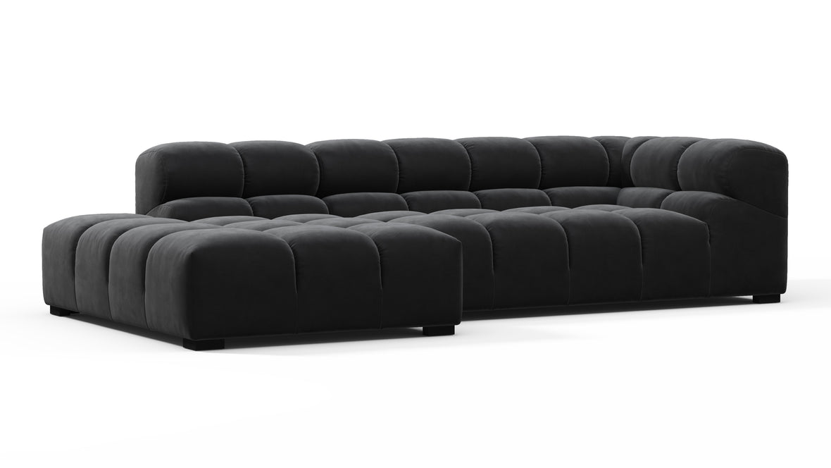 Tufted - Tufted Sectional, Small L, Left, Black Velvet