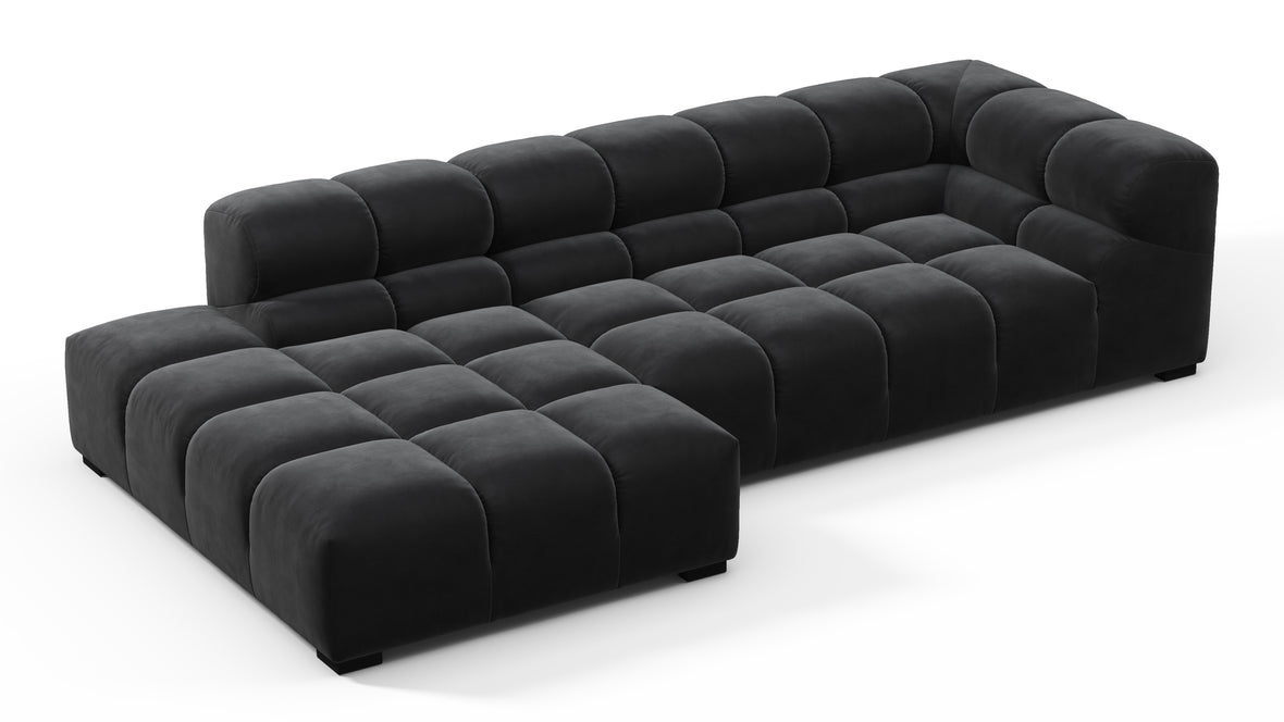 Tufted - Tufted Sectional, Small L, Left, Black Velvet