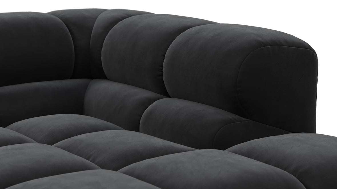 Tufty - Tufty Sectional, Small L, Right, Black Velvet