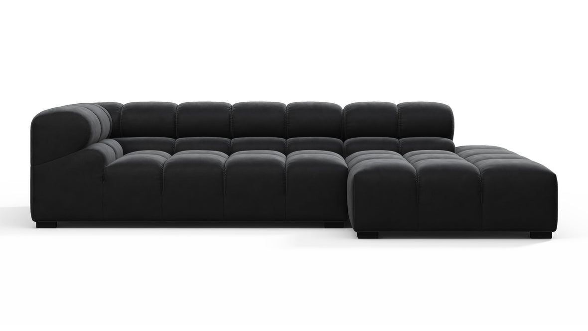 Tufty - Tufty Sectional, Small L, Right, Black Velvet