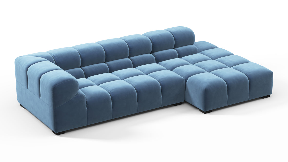 Tufty - Tufty Sectional, Small L, Right, Aegean Blue Velvet