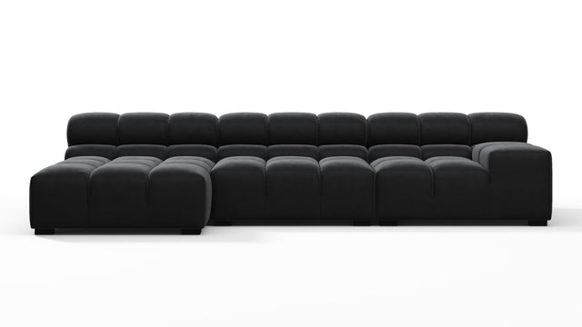 Tufted - Tufted Sectional, Small, Left Chaise, Black Velvet