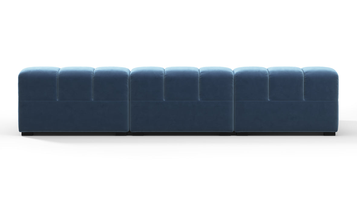 Tufted - Tufted Sectional, Small, Left Chaise, Aegean Blue Velvet