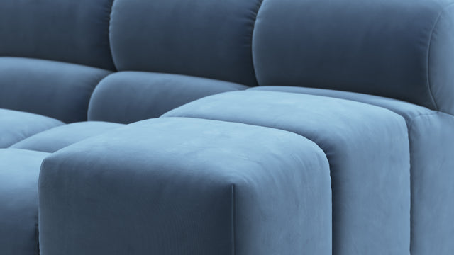 Tufted - Tufted Sectional, Small, Right Chaise, Aegean Blue Velvet