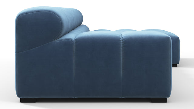 Tufted - Tufted Sectional, Small, Right Chaise, Aegean Blue Velvet