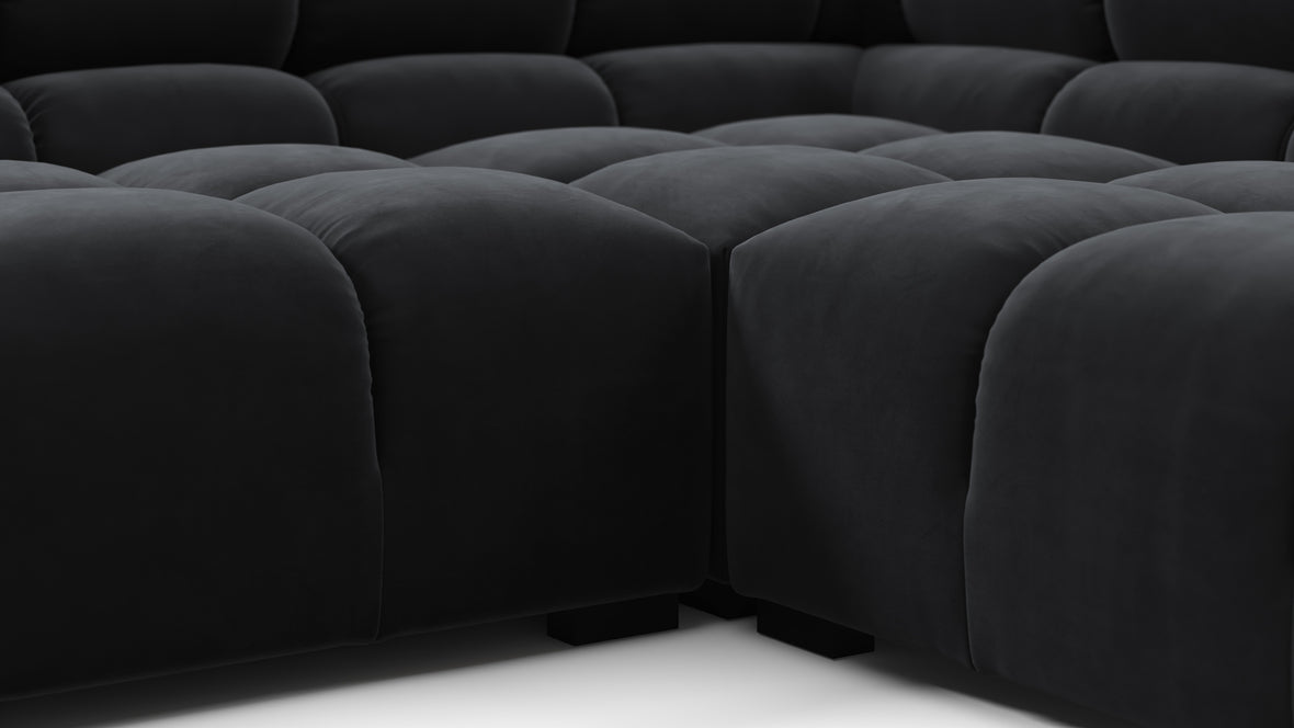 Tufty - Tufty Sectional, U Shape, Black Velvet