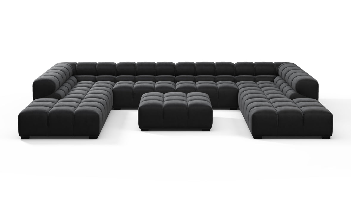 Tufty - Tufty Sectional, U Shape, Black Velvet